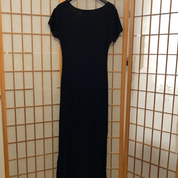 Daniel & Rebecca vintage women’s ribbed black jersey long dress. - Picture 5 of 8